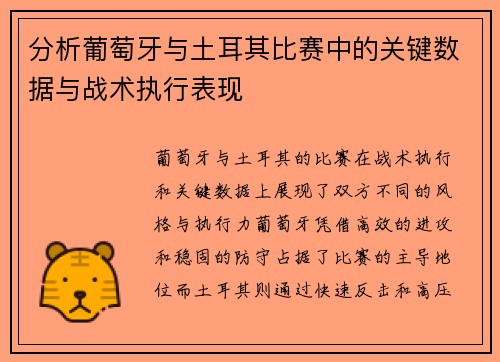 分析葡萄牙与土耳其比赛中的关键数据与战术执行表现